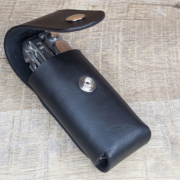 Leather Sheath Case Holster For Leatherman Free P2 P4 ARC Multitool BLACK - Picture 6 of 11